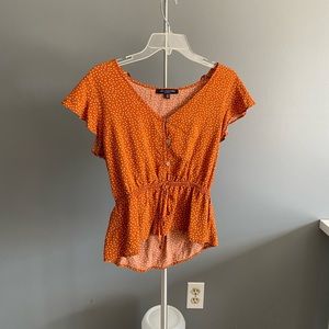 CUTE ORANGE WHITE POLKA DOT TULIP STYLE BLOUSE